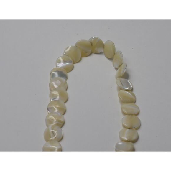 Antique Art Deco Mother Of Pearl Shell Coin Beads Single Strand Choker Necklace - Picture 12 of 12